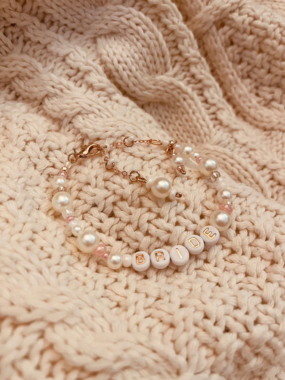 Blushing Bride Pearl Friendship Bracelet 