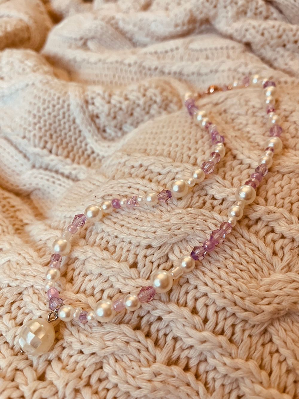 Lavender Disco Pearl Necklace 