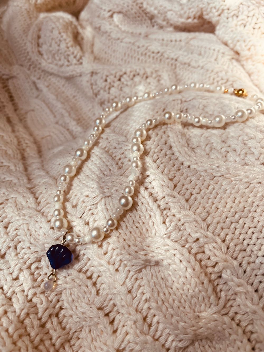 Blue Shell Pearl Necklace 